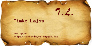 Timko Lajos névjegykártya